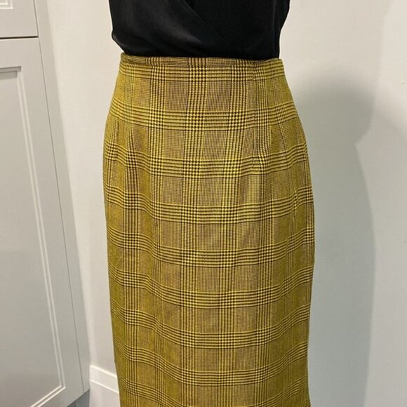 Jones New York Yellow Plaid Pencil Pencil Skirt Size 12 - Picture 5 of 16